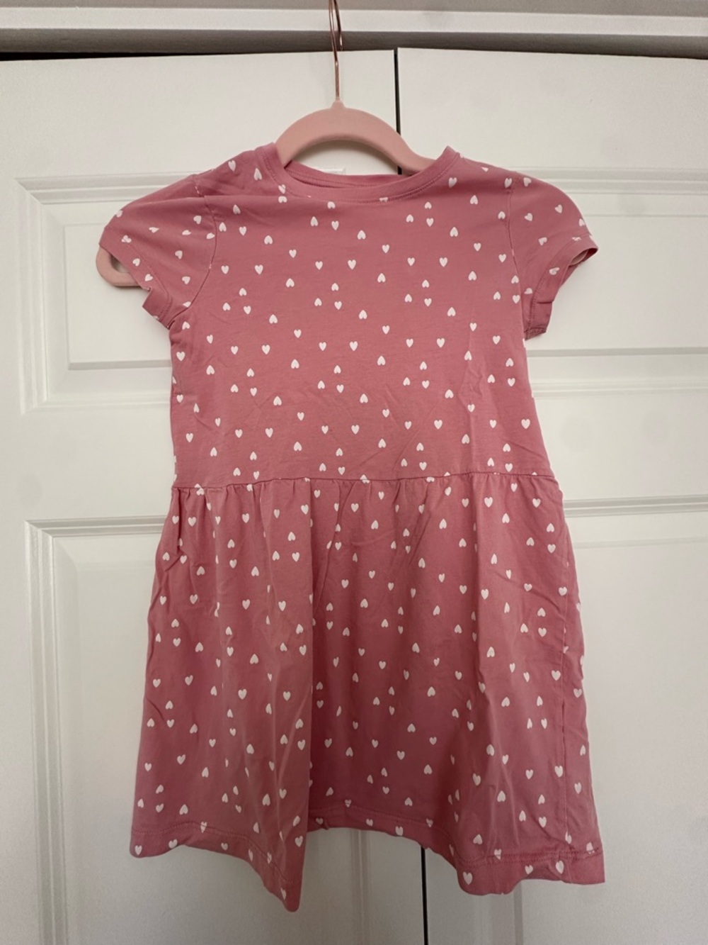 H&M Dusty Pink Heart Print Casual Dress